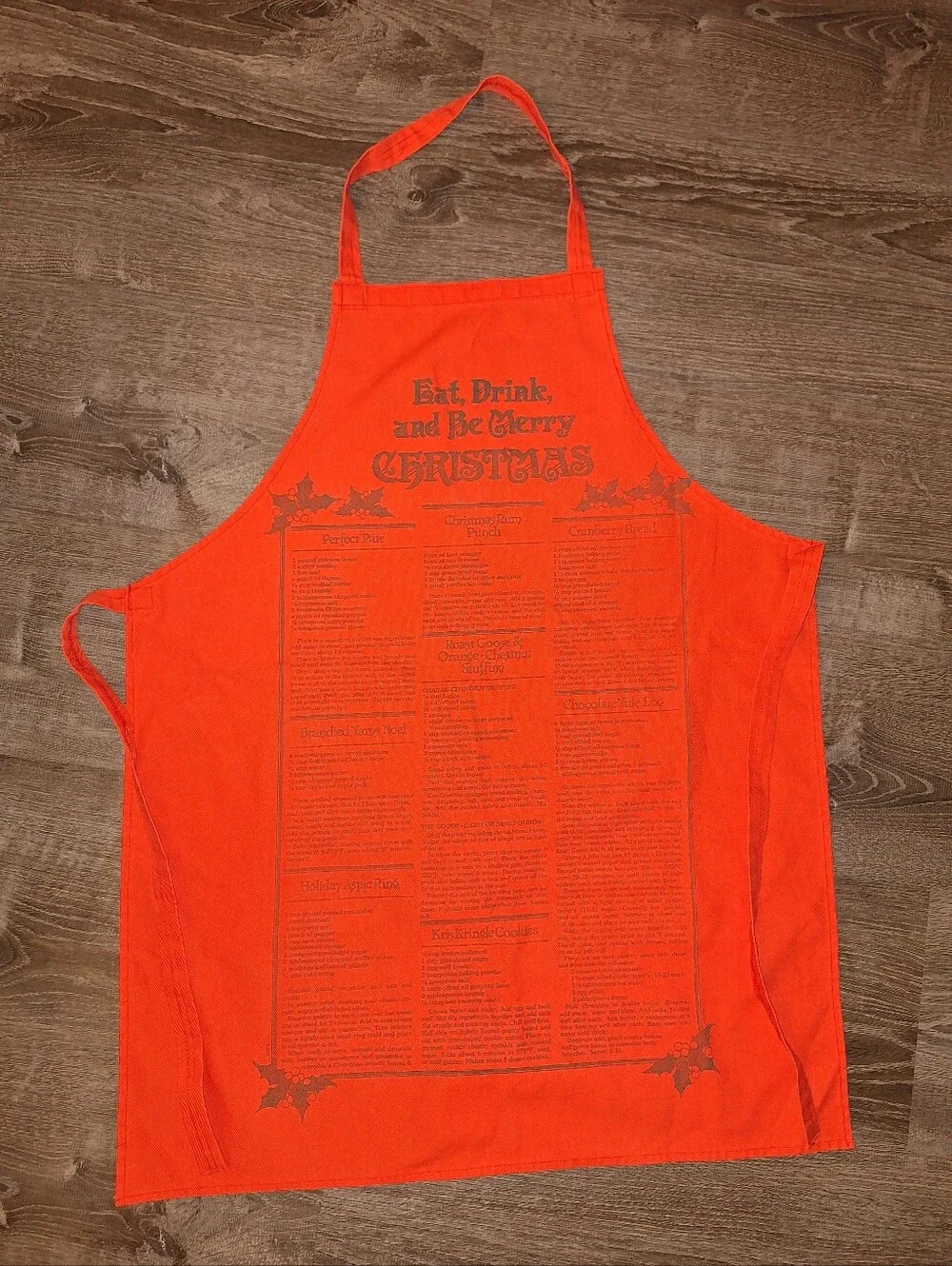 1978 Vintage Christmas Recipe Apron Holiday Apron Eat Drink Be Merry Christmas